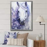 Purple White Horse Contours Pointillism - Horse Wall Art Prints