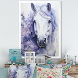 Purple White Horse Contours Pointillism - Horse Wall Art Prints