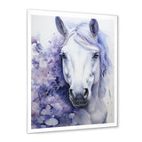 Purple White Horse Contours Pointillism - Horse Wall Art Prints