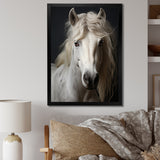 White Horse Subdued Tones - Horse Living Room Wall Art