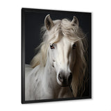White Horse Subdued Tones - Horse Living Room Wall Art