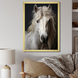 White Horse Subdued Tones - Horse Living Room Wall Art