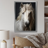 White Horse Subdued Tones - Horse Living Room Wall Art