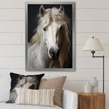 White Horse Subdued Tones - Horse Living Room Wall Art