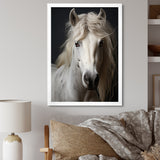 White Horse Subdued Tones - Horse Living Room Wall Art