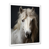 White Horse Subdued Tones - Horse Living Room Wall Art