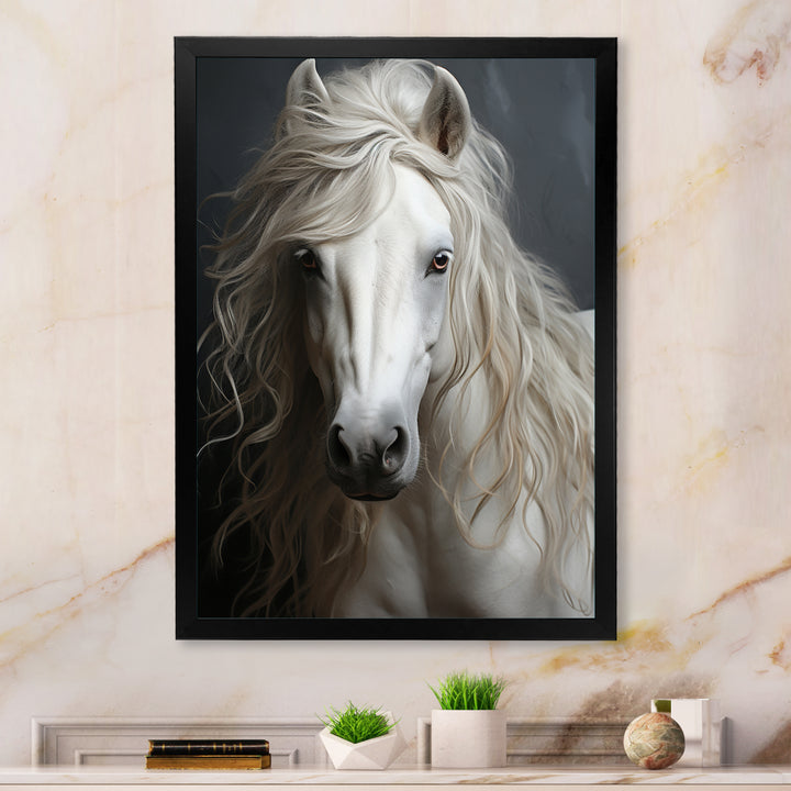 White Horse Subtle Whispers - Horse Canvas Wall Art