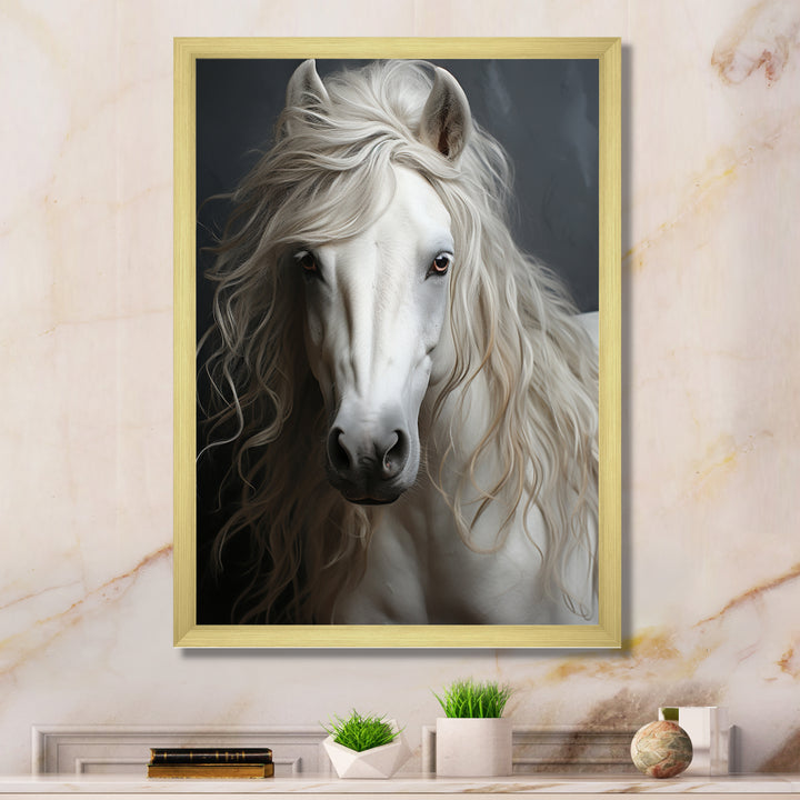 White Horse Subtle Whispers - Horse Canvas Wall Art