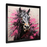 Black Pink Horse Vibrant Equine Pointillism - Horse Wall Decor