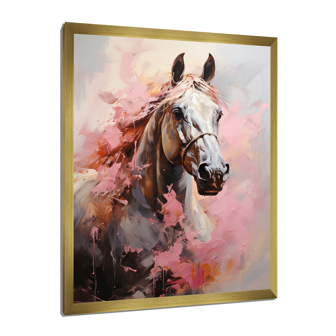 Pink White Horse Vibrant Pink Equine - Horse Wall Art Prints