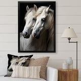 White Horse Whispering Whinnies - Horse Large Canvas Wall Art