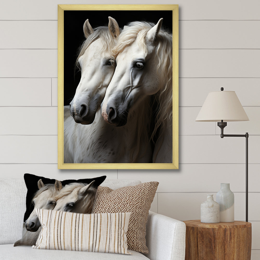 White Horse Whispering Whinnies - Horse Large Canvas Wall Art