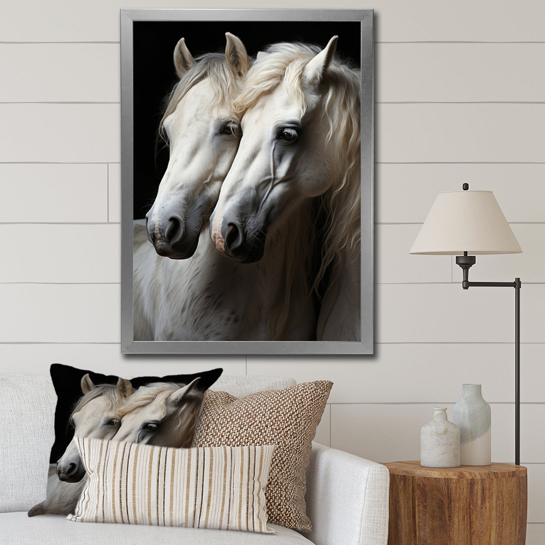 White Horse Whispering Whinnies - Horse Large Canvas Wall Art