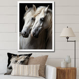 White Horse Whispering Whinnies - Horse Large Canvas Wall Art