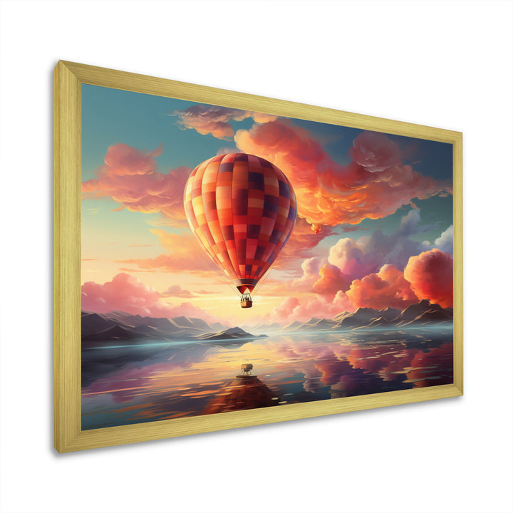 Peach Hot Air Ballon Atmospheric I - Hot Air Balloon Canvas Wall Art