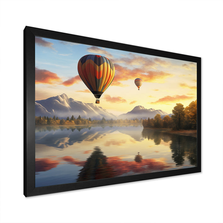 Yellow Hot Air Ballon Atmospheric - Hot Air Balloon Canvas Wall Art