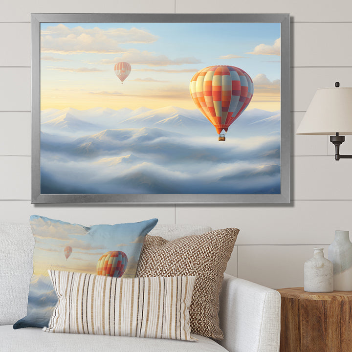 Orange Hot Air Ballon Horizon I - Hot Air Balloon Canvas Wall Art
