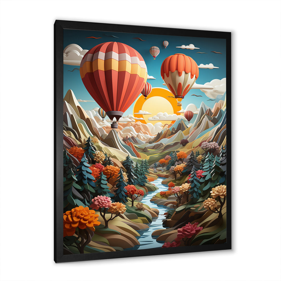 Orange Hot Air Ballon Collage I - Hot Air Balloon Canvas Wall Art