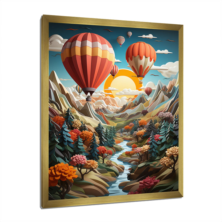Orange Hot Air Ballon Collage I - Hot Air Balloon Canvas Wall Art