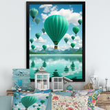 Teal Hot Air Ballons Collage - Hot Air Balloon Canvas Wall Art