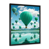 Teal Hot Air Ballons Collage - Hot Air Balloon Canvas Wall Art