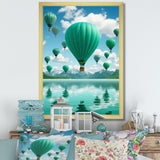 Teal Hot Air Ballons Collage - Hot Air Balloon Canvas Wall Art