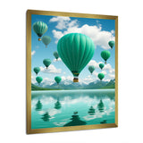 Teal Hot Air Ballons Collage - Hot Air Balloon Canvas Wall Art