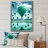 Teal Hot Air Ballons Collage - Hot Air Balloon Canvas Wall Art
