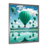 Teal Hot Air Ballons Collage - Hot Air Balloon Canvas Wall Art