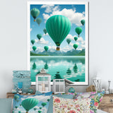 Teal Hot Air Ballons Collage - Hot Air Balloon Canvas Wall Art