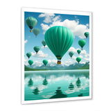 Teal Hot Air Ballons Collage - Hot Air Balloon Canvas Wall Art