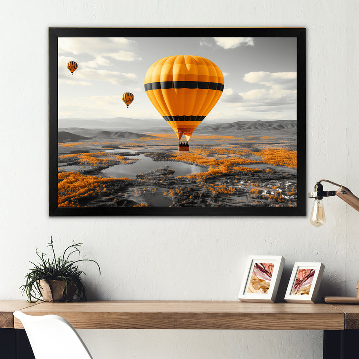 Yellow Hot Air Ballons Scenery I - Hot Air Balloon Canvas Wall Art
