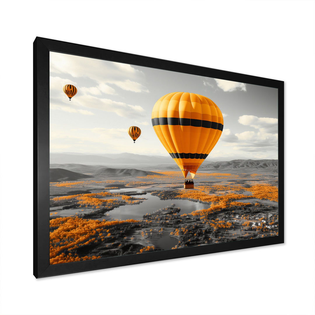 Yellow Hot Air Ballons Scenery I - Hot Air Balloon Canvas Wall Art