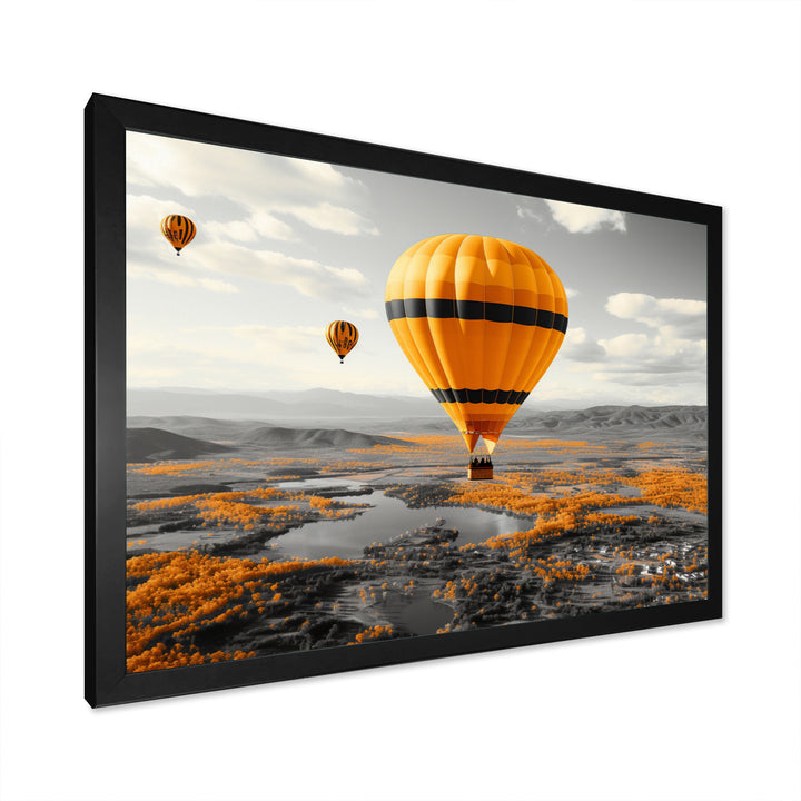 Yellow Hot Air Ballons Scenery I - Hot Air Balloon Canvas Wall Art