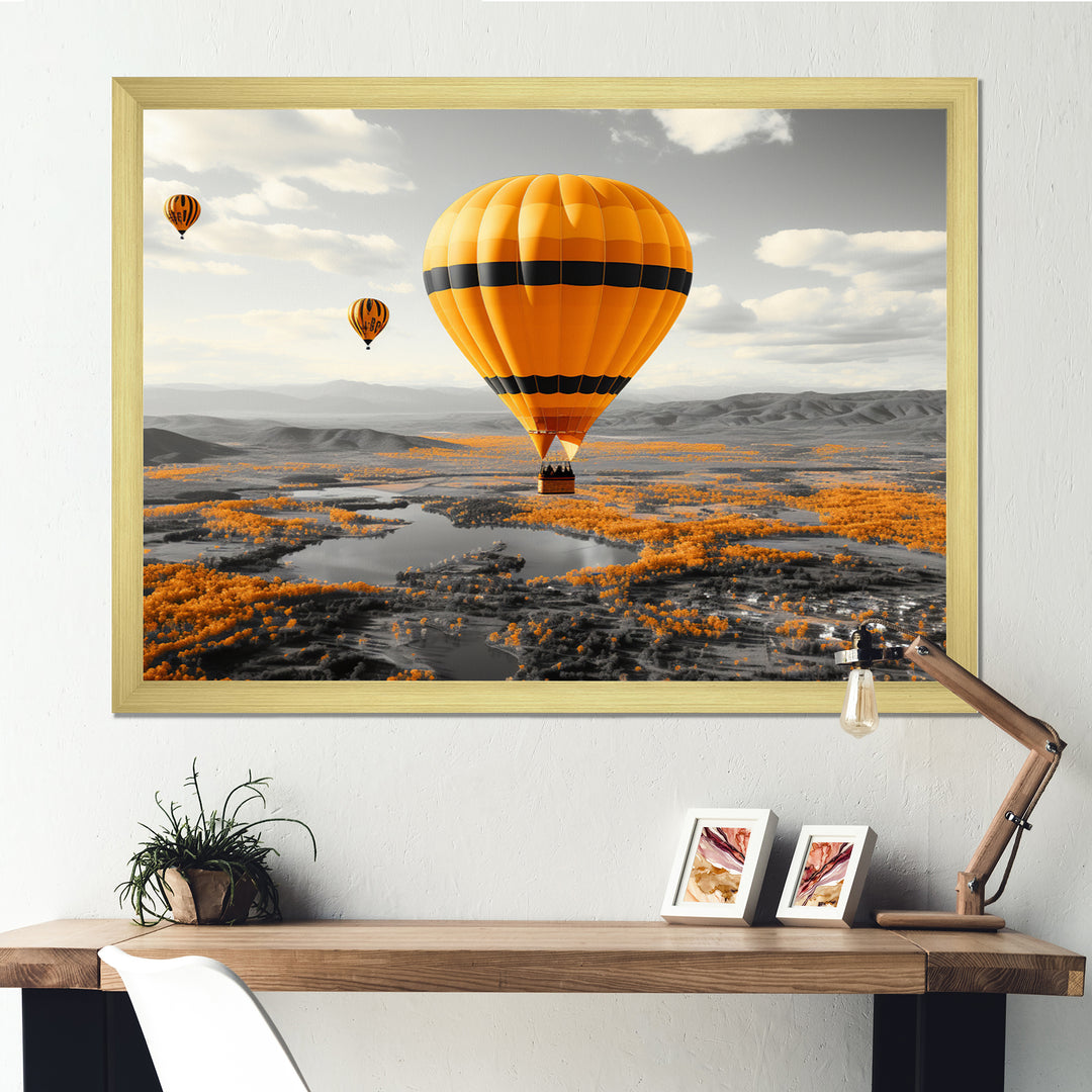 Yellow Hot Air Ballons Scenery I - Hot Air Balloon Canvas Wall Art