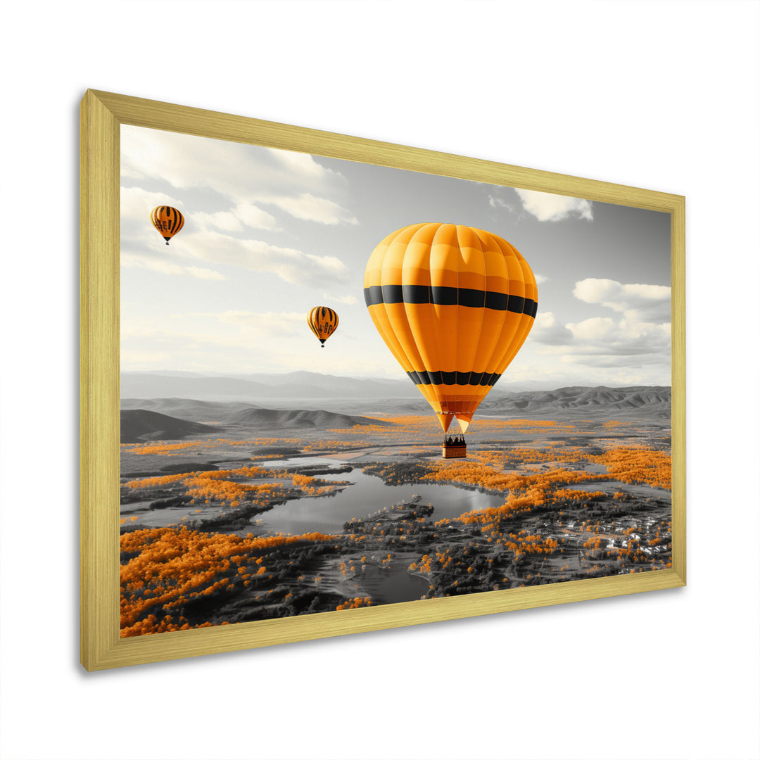 Yellow Hot Air Ballons Scenery I - Hot Air Balloon Canvas Wall Art