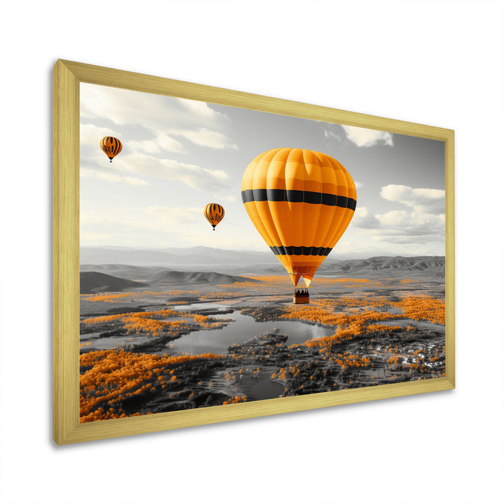 Yellow Hot Air Ballons Scenery I - Hot Air Balloon Canvas Wall Art