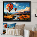Orange Hot Air Ballon Bold Landscape I - Hot Air Balloon Canvas Wall Art