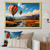 Orange Hot Air Ballon Bold Landscape I - Hot Air Balloon Canvas Wall Art