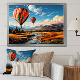 Orange Hot Air Ballon Bold Landscape I - Hot Air Balloon Canvas Wall Art