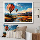 Orange Hot Air Ballon Bold Landscape I - Hot Air Balloon Canvas Wall Art