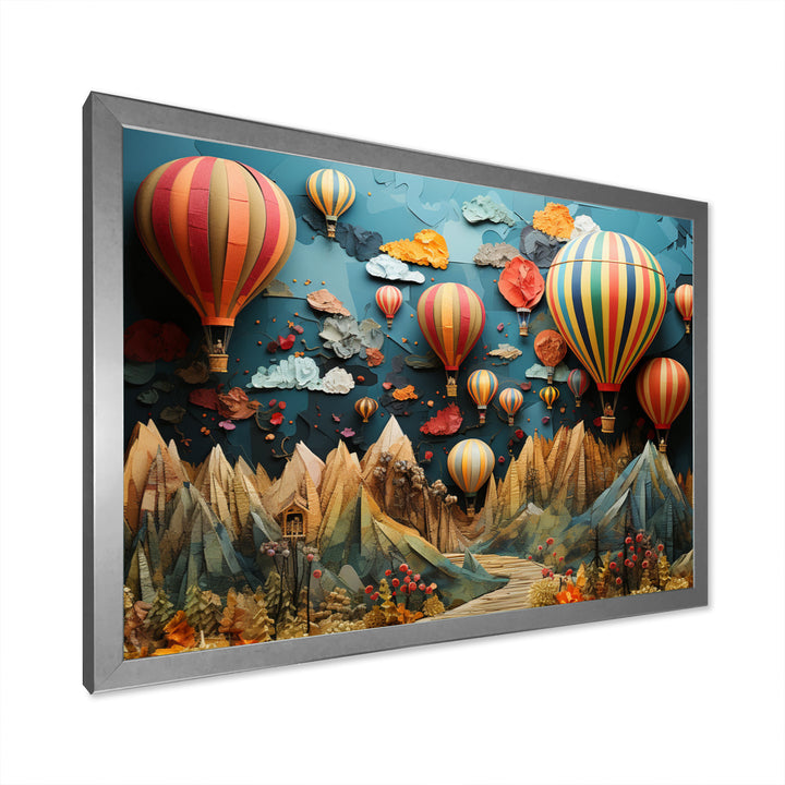 Colorful Hot Air Ballon Collage - Hot Air Balloon Canvas Wall Art