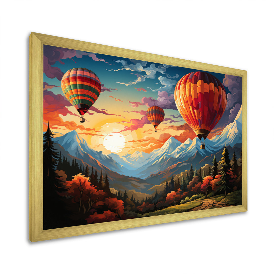 Colorful Hot Air Ballon Colorful - Hot Air Balloon Canvas Wall Art