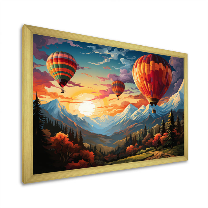 Colorful Hot Air Ballon Colorful - Hot Air Balloon Canvas Wall Art