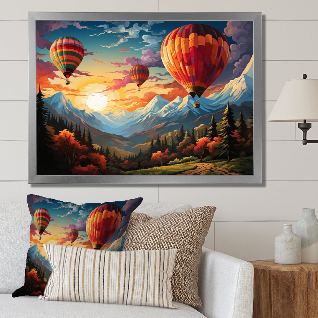 Colorful Hot Air Ballon Colorful - Hot Air Balloon Canvas Wall Art