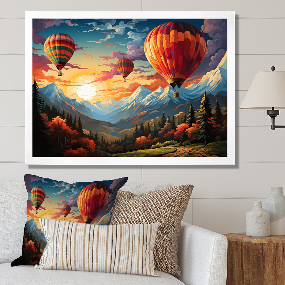Colorful Hot Air Ballon Colorful - Hot Air Balloon Canvas Wall Art