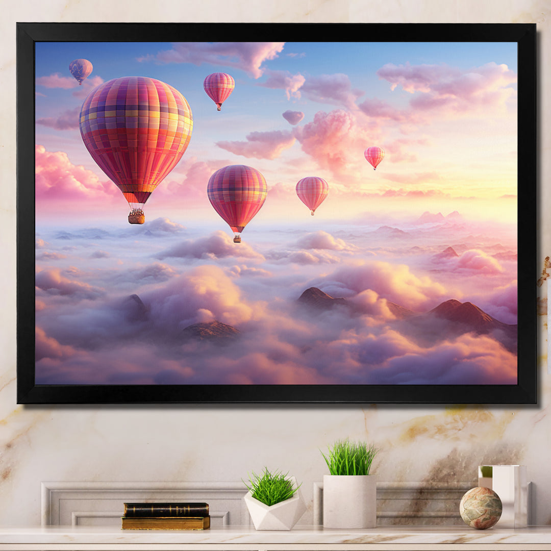 Pink Hot Air Ballon Ethereal I - Hot Air Balloon Canvas Wall Art