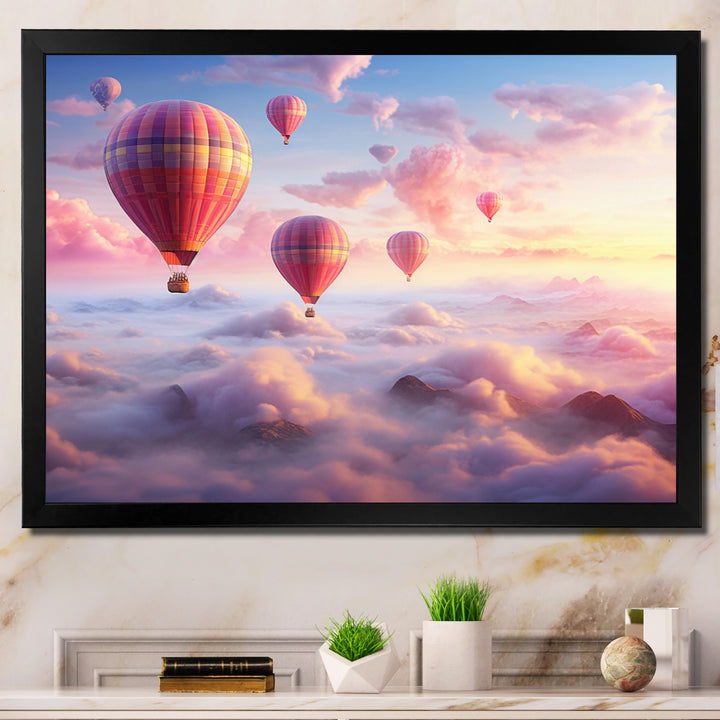 Pink Hot Air Ballon Ethereal I - Hot Air Balloon Canvas Wall Art