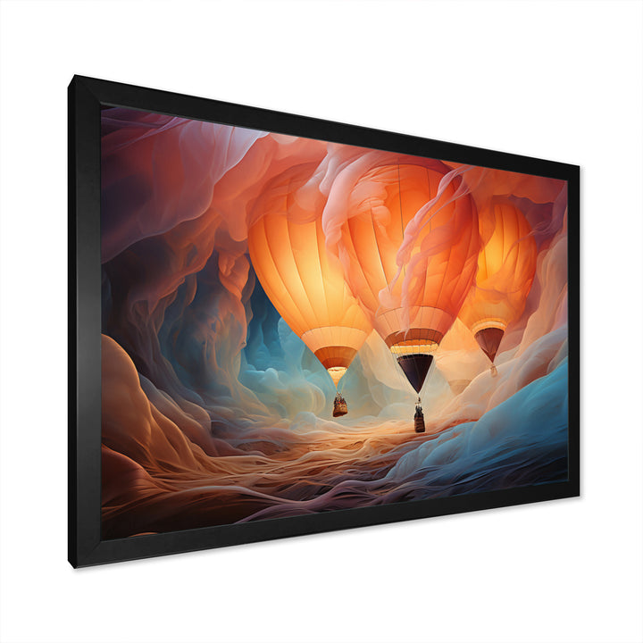 Coral Hot Air Ballon Ethereal I - Hot Air Balloon Canvas Wall Art