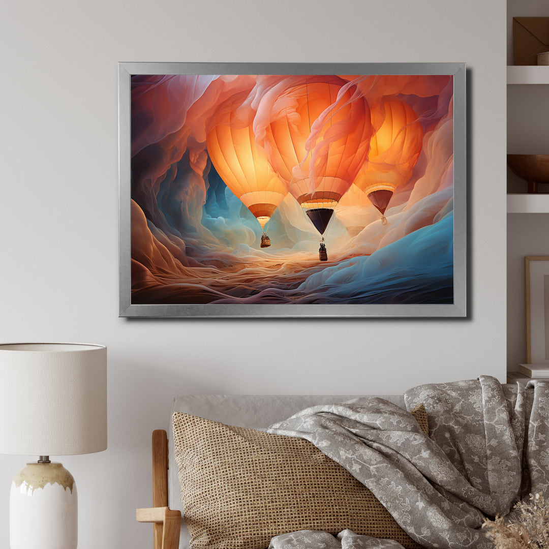Coral Hot Air Ballon Ethereal I - Hot Air Balloon Canvas Wall Art